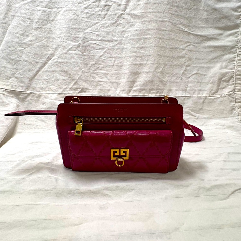Pocket Quilted Orchid Purple Leather Shoulder Bag